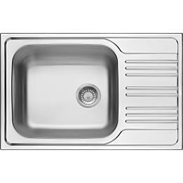 Edelstahlspüle mit einem Becken und Abtropffläche