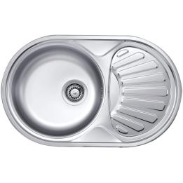 Edelstahlspüle mit einem Becken und Abtropffläche