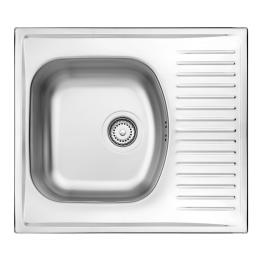 Edelstahlspüle mit einem Becken und Abtropffläche