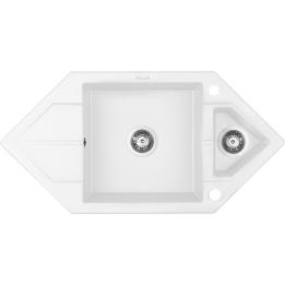 Pia de granito com 1,5 cuba e escorredor - Ideal para otimizar espaço.