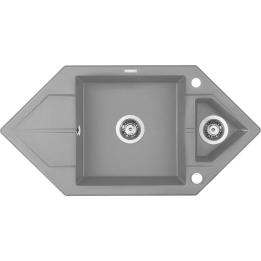 Pia de granito com 1,5 cuba e escorredor - Ideal para otimizar espaço.