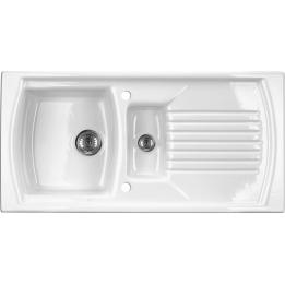 Lavello in ceramica a 1 vasca e mezza con scolapiatti