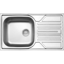 Pia de aço com cuba única e escorredor - dreno de 3,5"