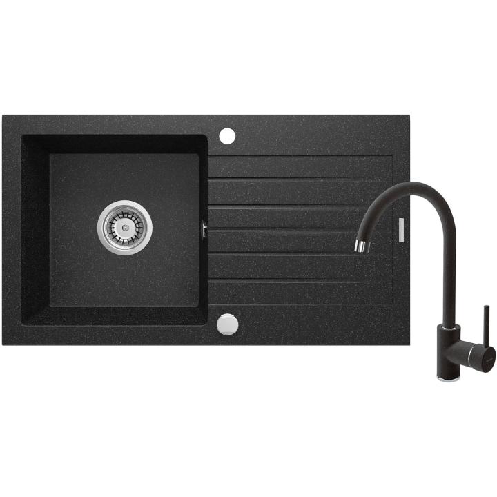 Fregadero DEANTE Zorba ZQZV2113 com misturador de fregadero, 1 cubeta, granito 76x44 cm