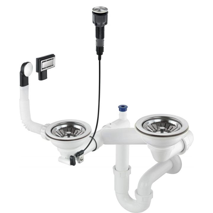 Siphon pour évier en granit à 1,5 ou 2 bacs - Gain de place