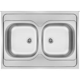 2-Becken-Edelstahlspüle - Aufsatz