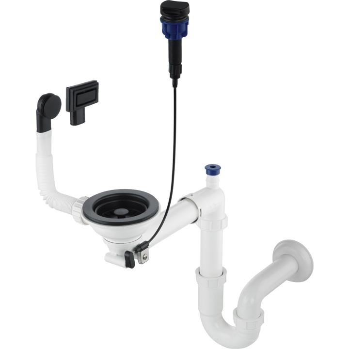 Sifón DEANTE Space-Saver (ZXYN972) para frigaderos de granito de 1 seno Blanco, Negro