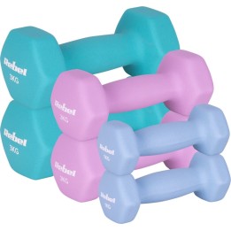 Juego de mancuernas hexagonales Rebel Active RBA-2330-S3 de hierro fundido y neopreno - 12 kg (2x1+2x2+2x3)