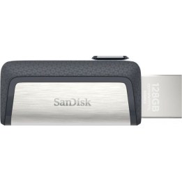 Sandisk Ultra Dual Memoria USB-C y USB-A 128GB - Hasta 150MB/s de Lectura - Diseño Metalico - Color Acero/Negro (Pendrive)