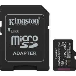 Tarjeta de Memoria Kingston CANVAS Select Plus 1TB microSD XC con Adaptador/ Clase 10/ 150MBs