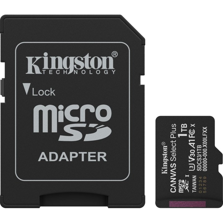 Tarjeta de Memoria Kingston CANVAS Select Plus 1TB microSD XC con Adaptador/ Clase 10/ 150MBs