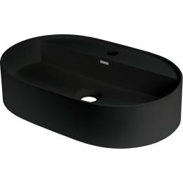 Granite countertop washbasin with a faucet island - oval
