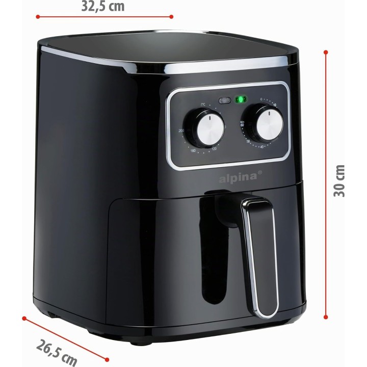 Freidora sin aceite Alpina ALP-BL-24686, capacidad de 4,5 l, potencia de 1450 W, color negro