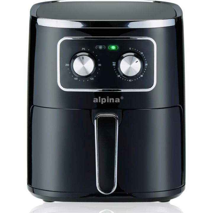 Alpina ALP-BL-24686 Heißluftfritteuse, Fassungsvermögen 4,5 l, Leistung 1450 W, Farbe: Schwarz