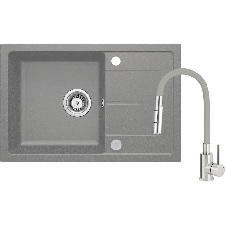 Pia de granito com torneira de bico flexível