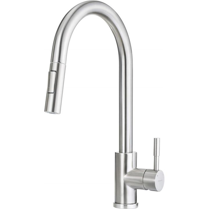 deante Lima BBM_F72M kitchen mixer tap with pull-out spray brushed steel