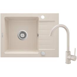 Granite sink with 1-bowl faucet with drainer