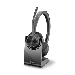 Fone de ouvido HP Poly Voyager 4320 USB-C + dongle BT700 + base de carregamento. Fone de ouvido com fio e sem fio para chamadas/