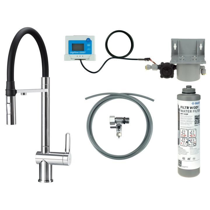 Robinet de cuisine avec kit de filtration d'eau et bec flexible