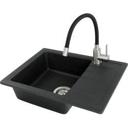 Granitspüle mit Einzelbeckenarmatur und Abtropffläche