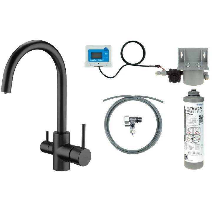 Kitchen faucet with water filtration kit