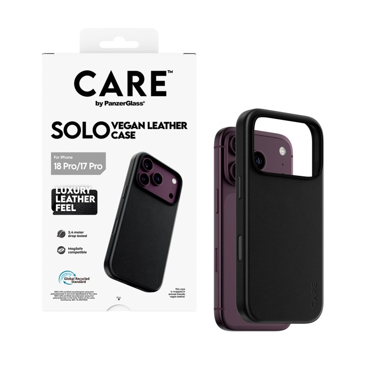 Funda movil back cover panzerglass solo vegan leather magsafe black iphone 18 pro / 17 pro