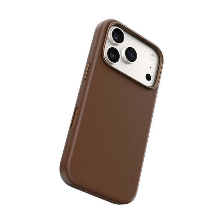 Capa traseira para celular Panzerglass Solo em couro vegano MagSafe marrom para iPhone 18 Pro / 17 Pro
