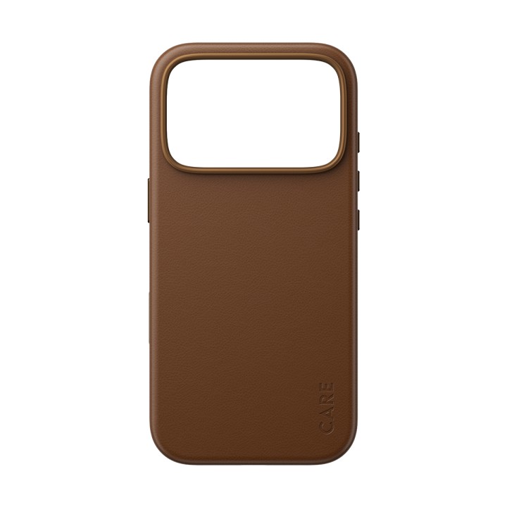 Capa traseira para celular Panzerglass Solo em couro vegano MagSafe marrom para iPhone 18 Pro / 17 Pro