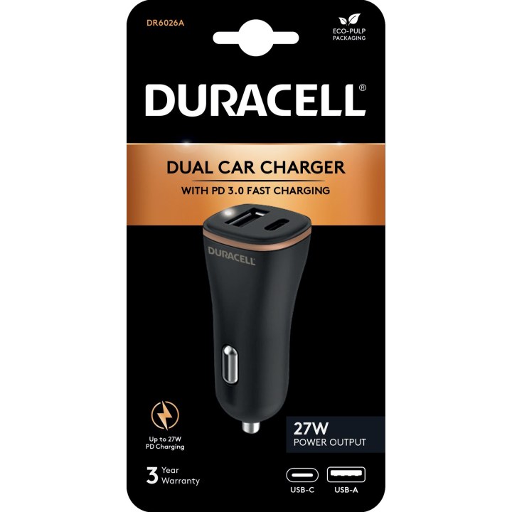 CARGADOR DE MÓVIL PARA COCHE USB/2P DR6026A DURACELL
