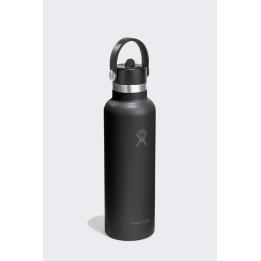 Gourde Hydro Flask 621 ml (21 oz) avec bouchon à paille flexible standard - Noire