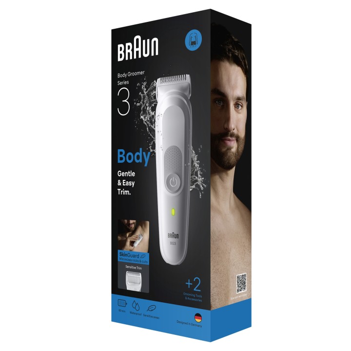 Aparador corporal sem fio à prova d´água Braun BG3500, ajustável e recarregável.