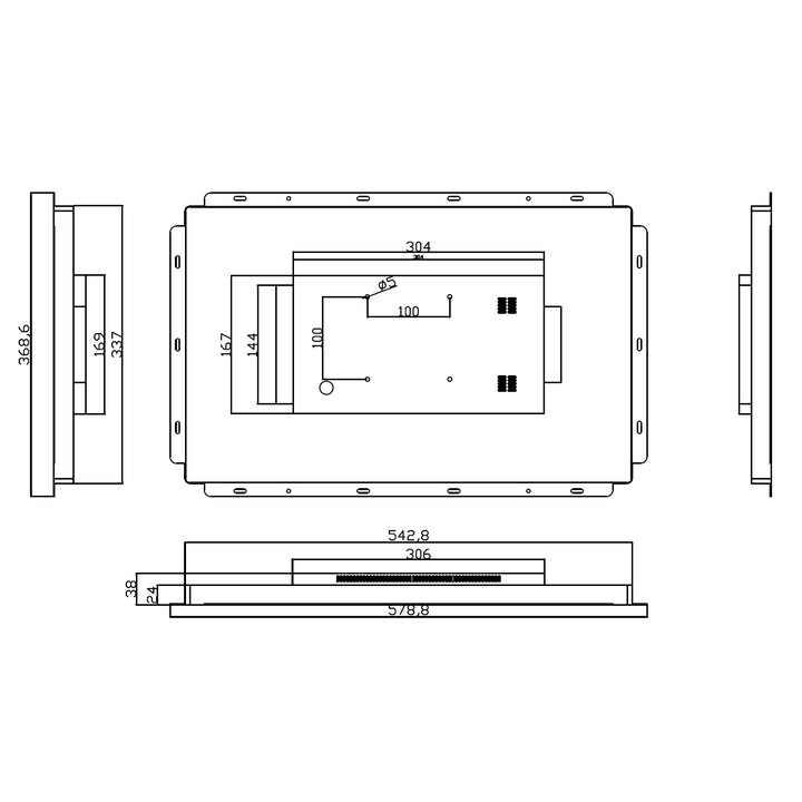 ALLNET Touch Display Tablet 21 Zoll zbh. Wandmontage Einbaurahmen für Unterputz/Hohlraum aufliegend