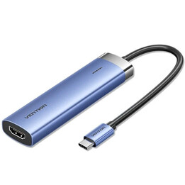 Docking USB Type-C Vention TGESB/ 3xUSB/ 1xHDMI 4K/ 1xUSB Type-C PD/ Blue