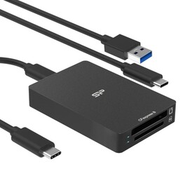Silicon Power CreatePro BS10 CFexpress Type B and SD 4.0 10Gbps Card Reader, Black.