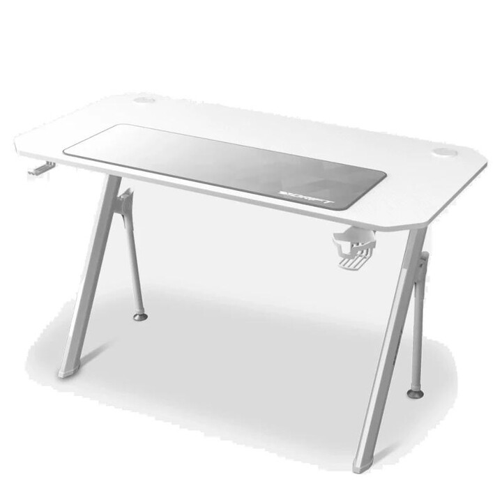Tappetino per mouse XL Drift DZ175 bianco, 120x60 cm, con supporto avanzato per cuffie e bevande.