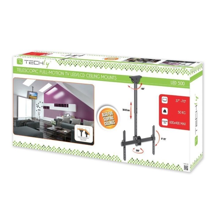 Suporte universal de teto Techly ICA-CPLB-946S para televisores LED e LCD de 37 a 70 polegadas