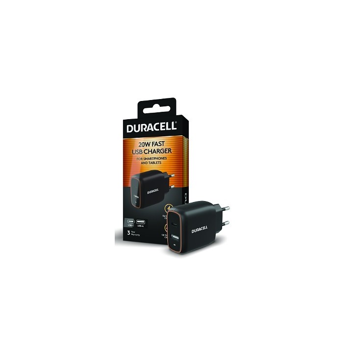 Chargeur mural pour téléphone portable 20 W/noir DRACUSB19-EU DURACELL