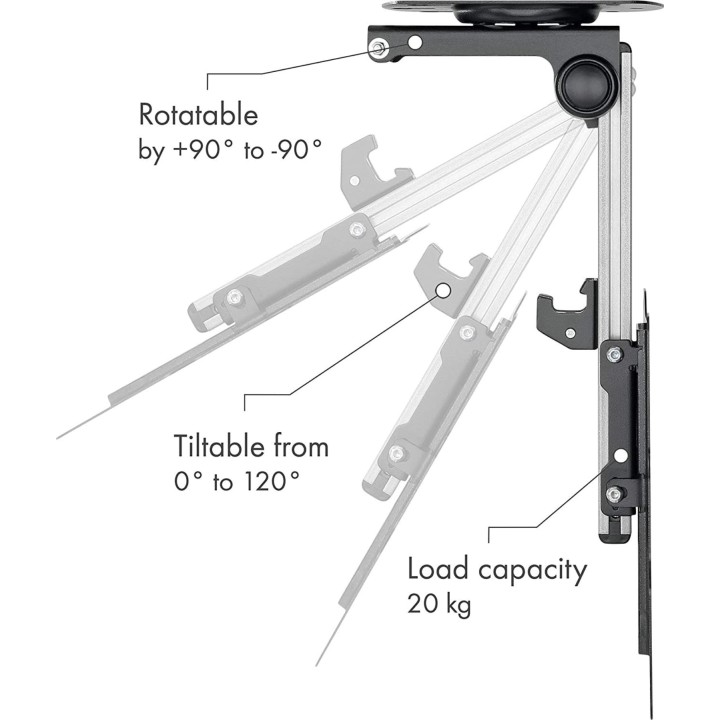 Suporte universal de teto Techly ICA-CPLB-946S para televisores LCD e LED de 37 a 70 polegadas
