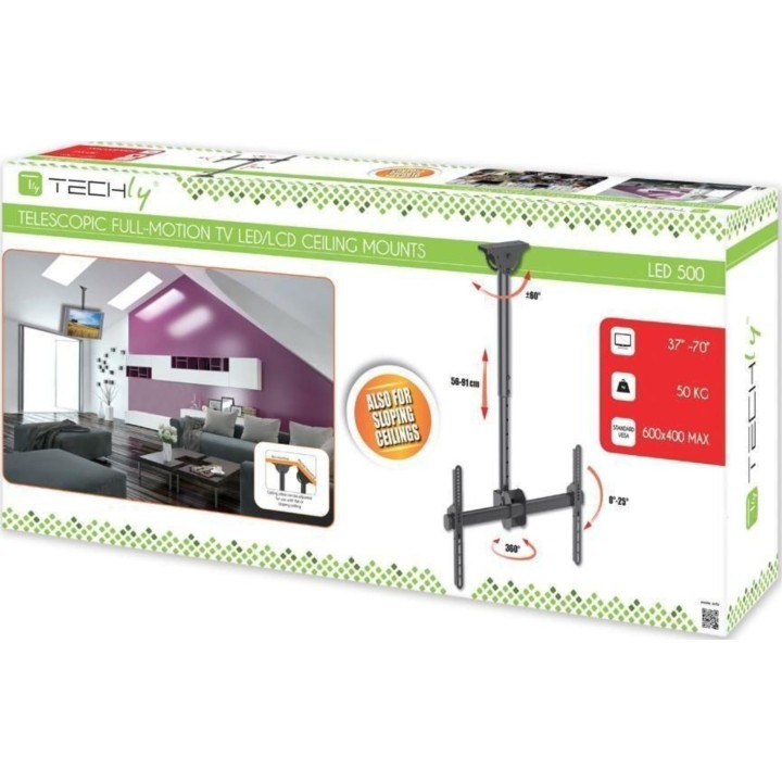 Suporte universal de teto Techly ICA-CPLB-946S para televisores LCD e LED de 37 a 70 polegadas
