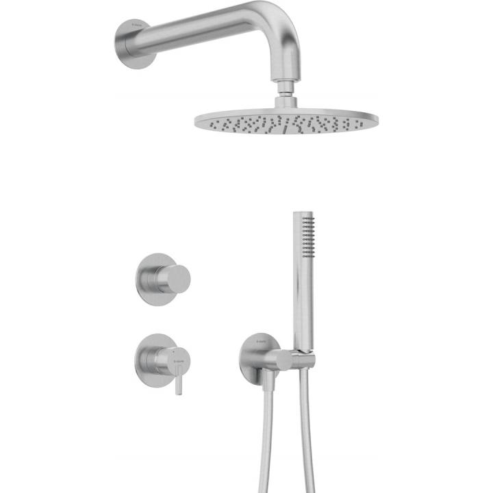 Deante Silia NQS_F9YK Unterputz-Duschset mit Kopfbrause, gebürsteter Stahl