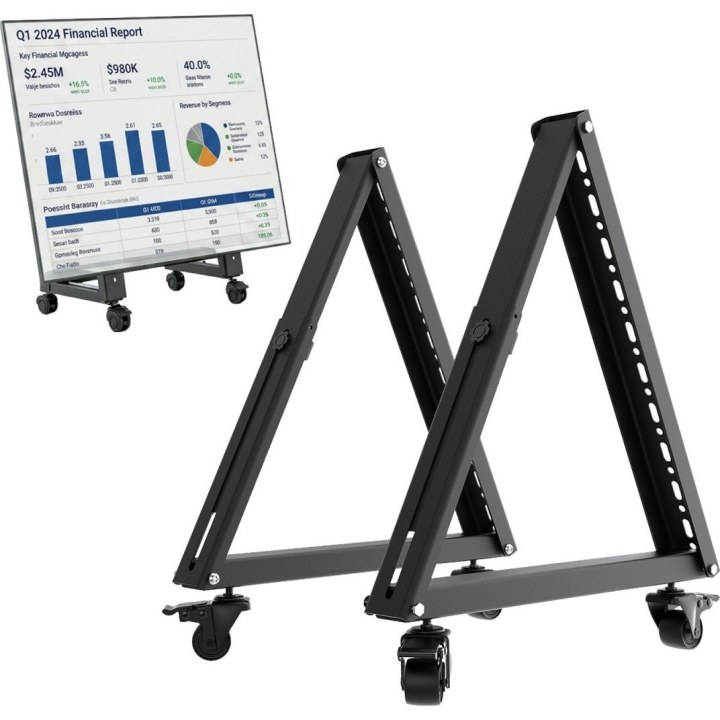 Supporto da pavimento/base per TV Maclean, 37-80", VESA max. 800x400, max. 75 kg, mobile, con blocco ruote, MC-183