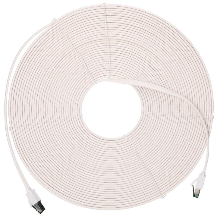 Cavo patch LAN Extralink Cat.8 U/ftp 20M 40G piatto schermato a doppino intrecciato con lamina in rame nudo bianco