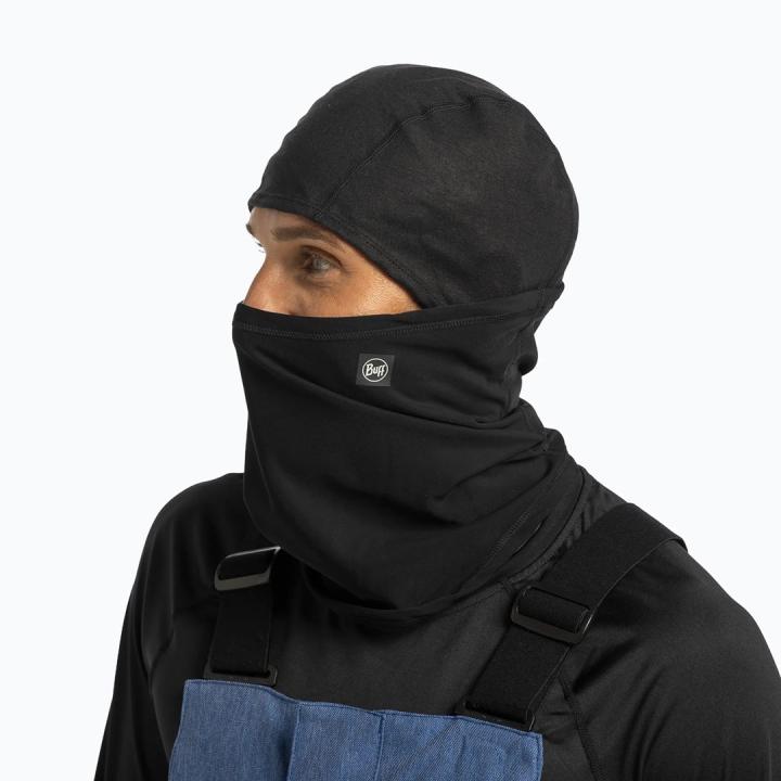 Cagoule BUFF Tech Fleece Hinged Balaclava Solid, Noir