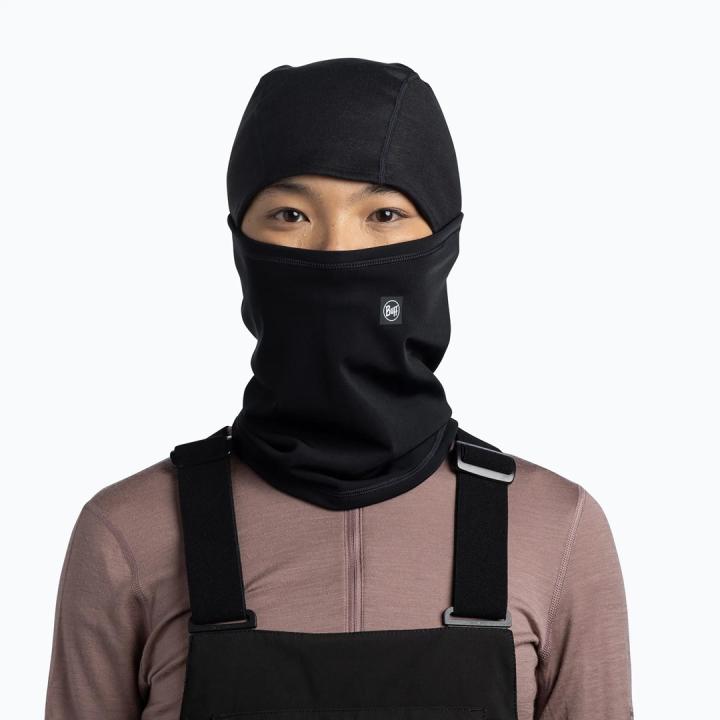 Cagoule BUFF Tech Fleece Hinged Balaclava Solid, Noir