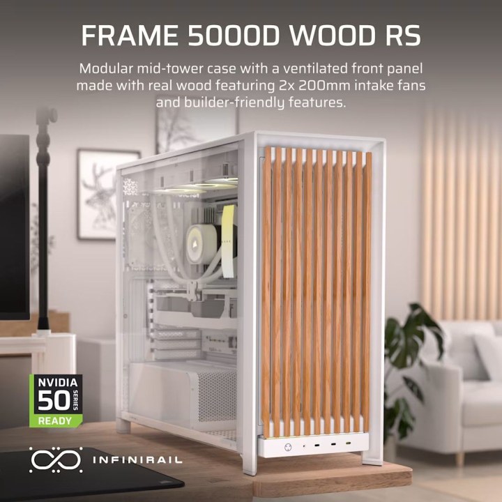 Caja de ordenador FRAME 5000D WOOD RS Blanco/Roble