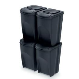 KEDEN SORTIBOX 35L MÜLLEIMER, 4ER-SET – STEINGRAU
