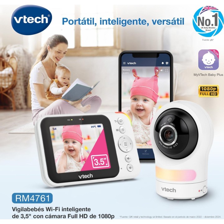 Monitor de vídeo inteligente para bebés da VTech com ecrã de 3,5 polegadas