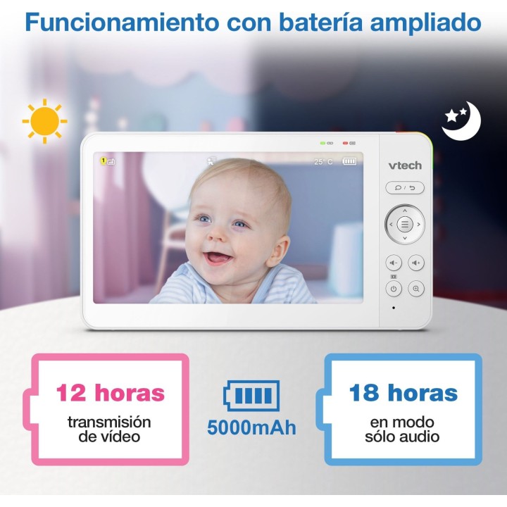 Monitor de vídeo para bebés VTech 4897027126822 de alta qualidade, com 7 polegadas e 2 câmaras