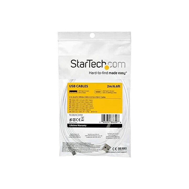 Cable startech usb macho / usb-c macho 2m white