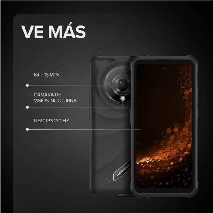 Smartphone robuste HAMMER Iron 6 – NFC, 6 Go, 128 Go, Android 14…